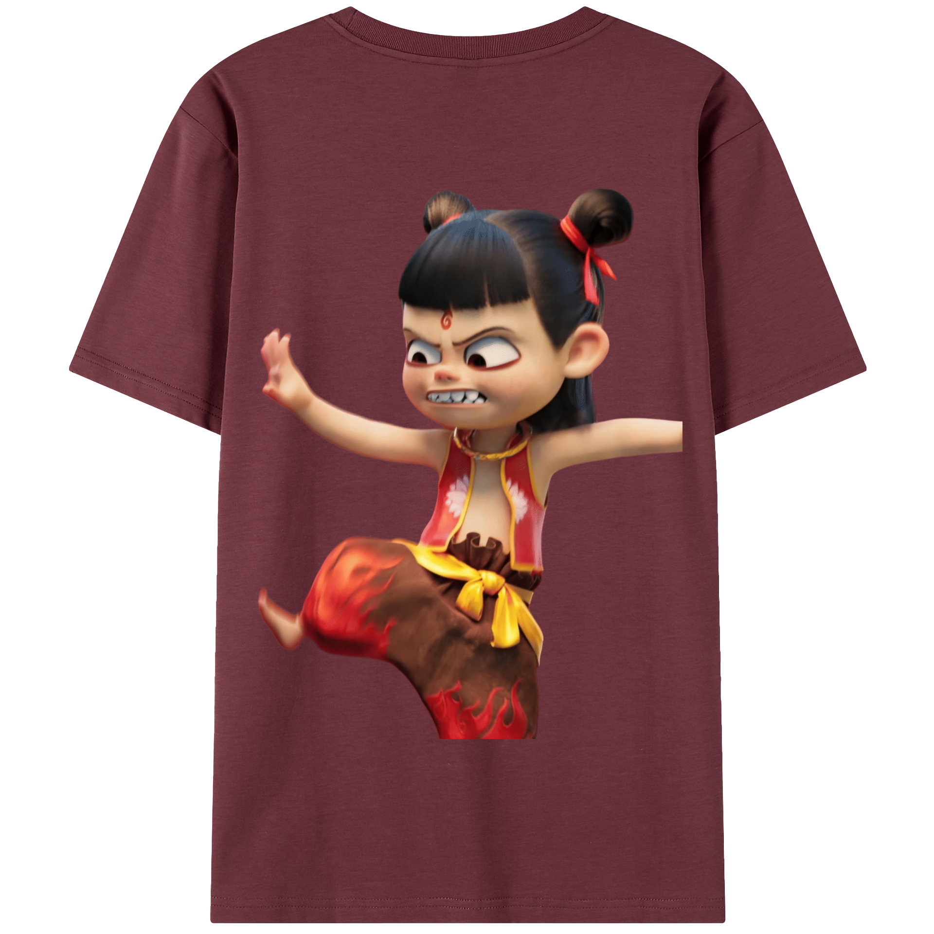 （画像用） Ne Zha 2 ナタ 魔童の大暴れ 綿100％半袖Tシャツ（背面プリント）